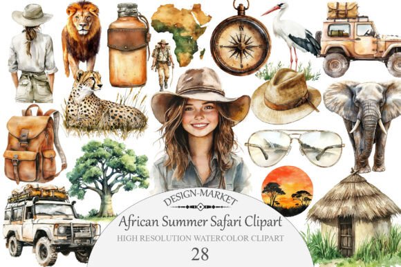 Download Watercolor African Summer Safari Clipart - Safari clipart Collection