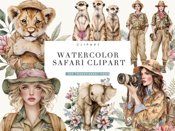 Download Watercolor Safari Clipart Bundle - Safari clipart Collection