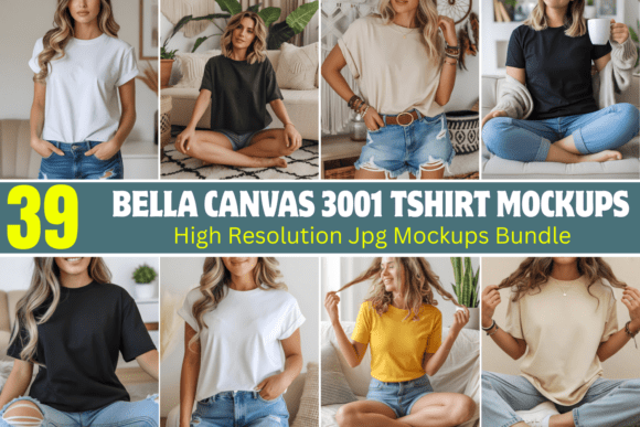 Download Bella Canvas 3001 Tshirt Mockups Bundle - Canvas Collection